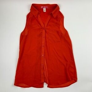 Six Degrees Of Separation Tank Top Womens Small Button Down Open Back Orange